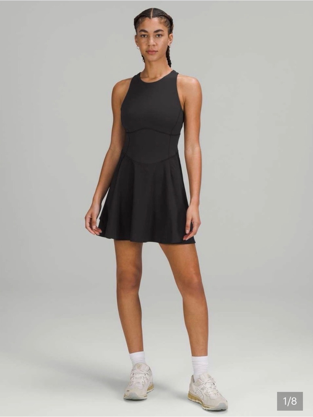 Lululemon Everlux Court Crush Tennis Dress Black Racerback Mini Size 4
